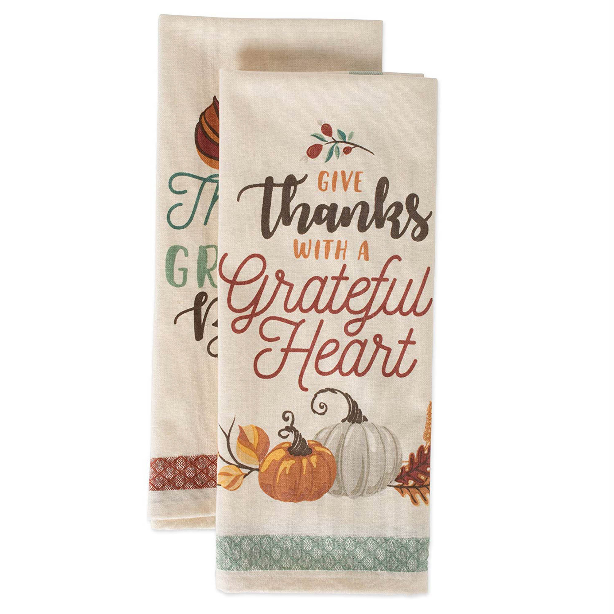 The Holiday Aisle® Grateful Fall Printed 2 Piece Dish Cloth Set & Reviews | Wayfair