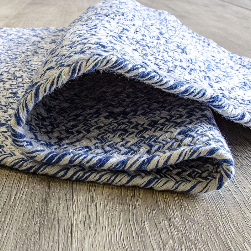 Tapis bleu tressé réversible Haynesville Farmhouse, Oval 8 pi x 10 pi