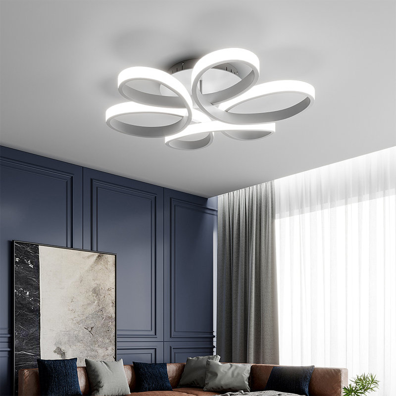 Innsbrook Modern Acrylic Light-adjusted Petal Ceiling Light 1-Light Semi Flush Mount Light, 10cm H x 58cm W x 58cm D