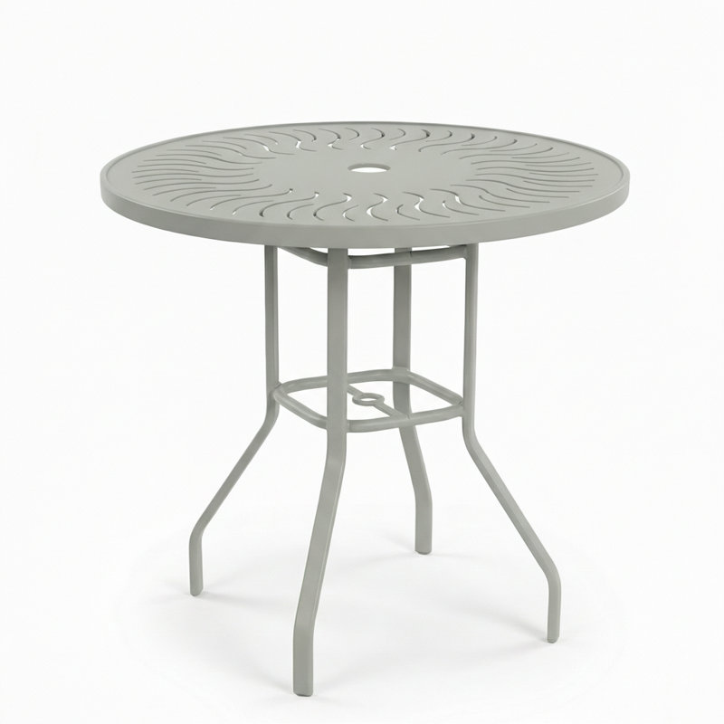 Windward Outdoor Sunburst 42" Round Bar Table, Matte Gray