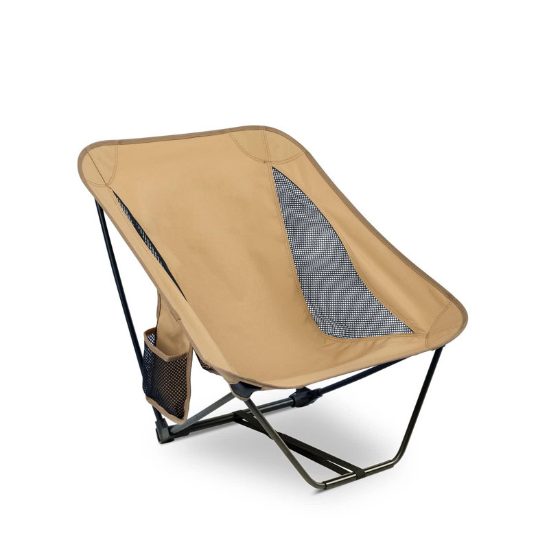 Chaise de camping pliante basse et ultralégère avec poche latérale et sac de transport