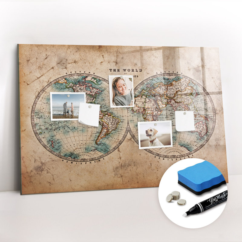 World Globe Map Magnetic Wall Mounted Dry Erase Board