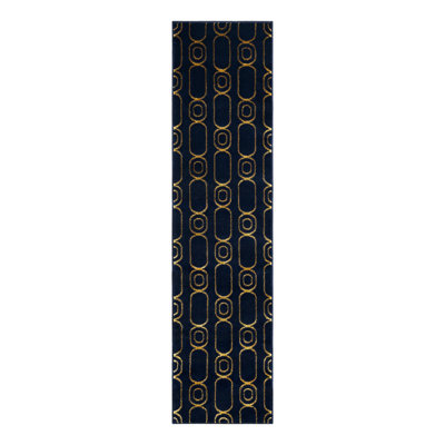 Latitude Run® Column Novica Rug Navy Blue and Gold