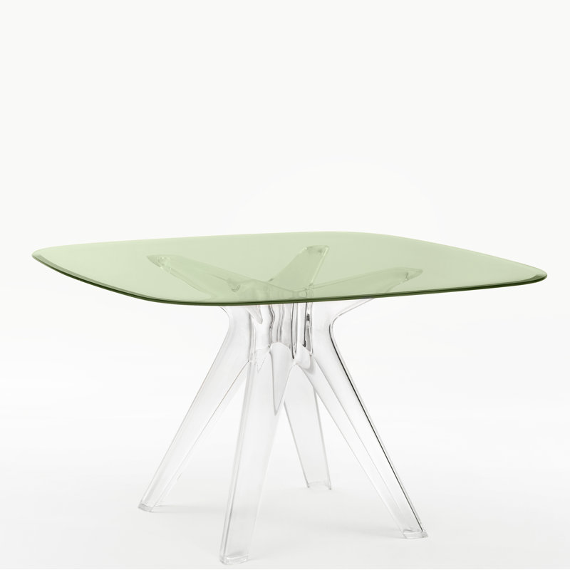 Sir Gio Glass Top Dining Table, Transparent, Green
