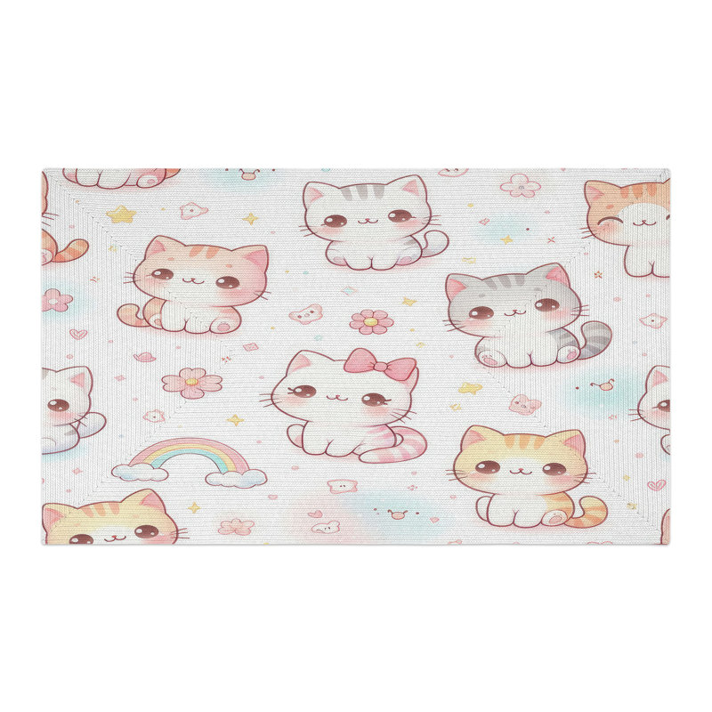 Tapis tressé Pastel Meow, Rectangulaire 3 pi x 5 pi