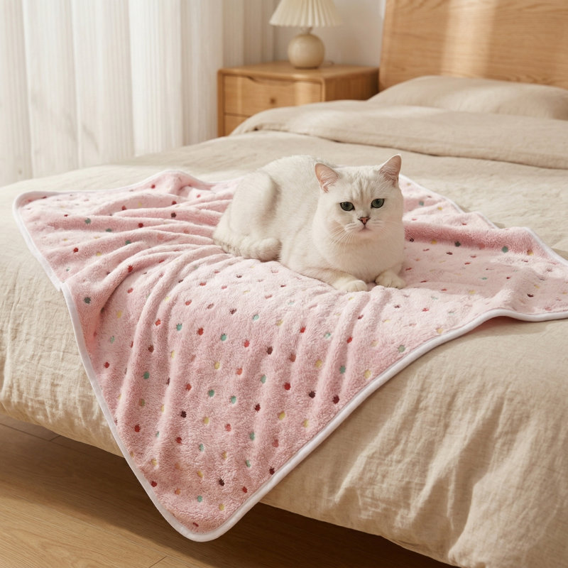 Ensemble de 3 couvertures exceptionnellement douces. Comprend un adorable motif à pois. Jeté en flanelle. Couleurs: beige, brun, rose. Taille: Petit. Convient aux chiens, chiots et chats.