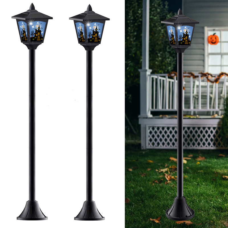 Ensemble de 2 mini-lampadaires à énergie solaire rétro d'Halloween 40 po pour Halloween