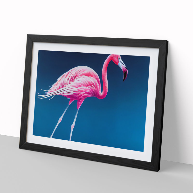 XH1022-9413X Unforgettable Flamingo - Single Picture Frame Print, Black, 46cm H x 64cm W x 2cm D