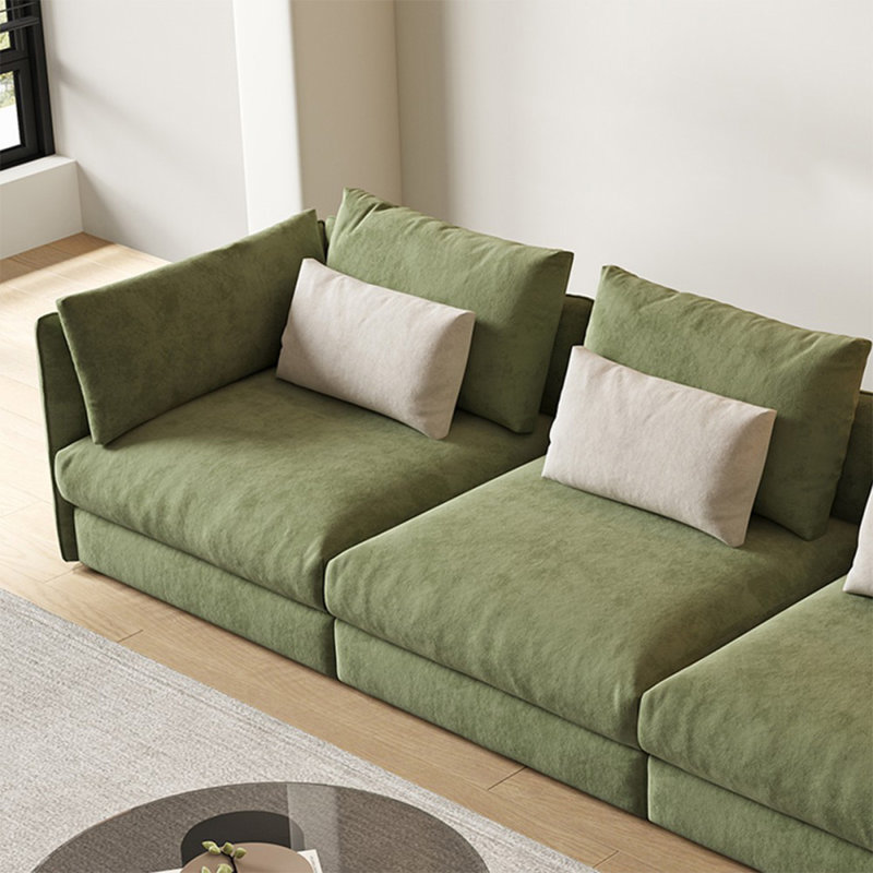 Coussin modulaire vert 100% polyester, 4, 27.56" H x 110.24" W x 38.58" D