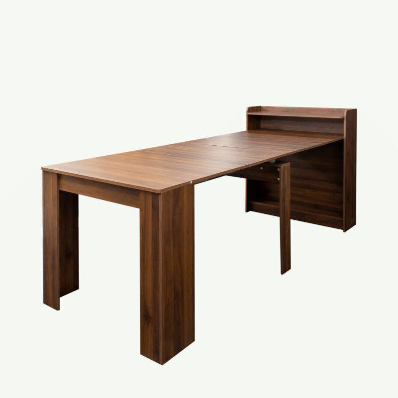Modern Extendable Dining Table With Storage, Walnut