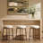 26.5" Modern Glam Backless Counter Height Bar Stool With Hand-Hammered Metal Legs And Linen-Blend Upholstered Seat, Set Of 3-1519005591-1519005586