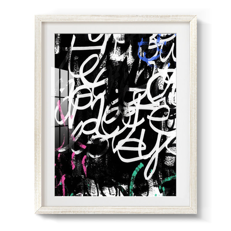 Graffiti Scribe I -Framed Print, 28.5" H x 20.5" W, White