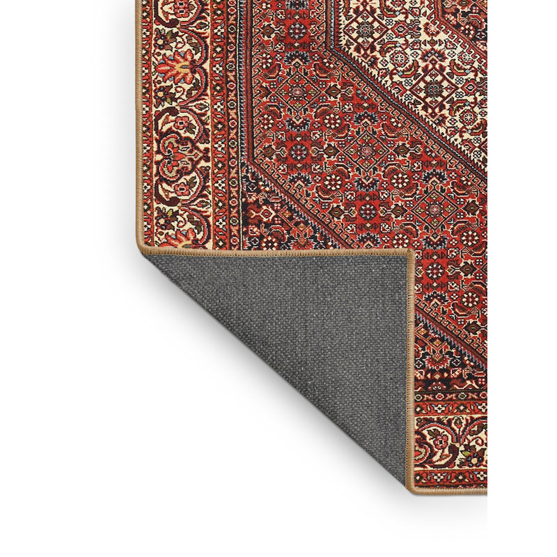 Tapis en laine rouge / beige, Rectangle 2 pi x 3 pi
