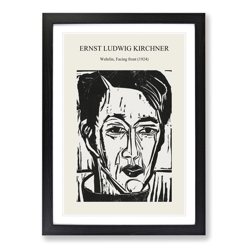 Portrait of Wehrlin Print by Ernst Ludwig Kirchner - Picture Frame Painting, Black Framed, 48cm H x 36cm W x 2cm D