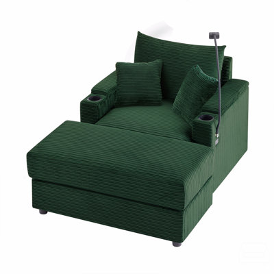 41.7" Modern Style Single Sofa Sofa Couch With Storage Space, A Movable Ottoman, Two Usb Ports, Two Cup Holders, A Phone Holder