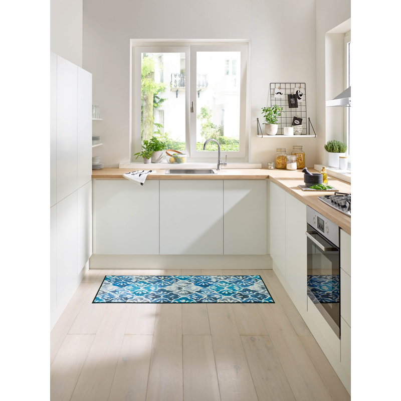 Floral Polyester Non-Skid Kitchen Mat, Rectangle 60 x 140 cm