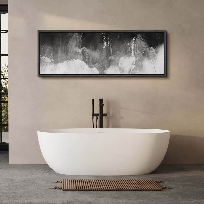 «Minimal Landscape», impression abstraite encadrée sur toile, H 20 po x l 60 po, Noir, noir, noir, noir