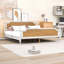 Wood Platform Bed with Rattan Headboard and Footboard-115294541-115294543