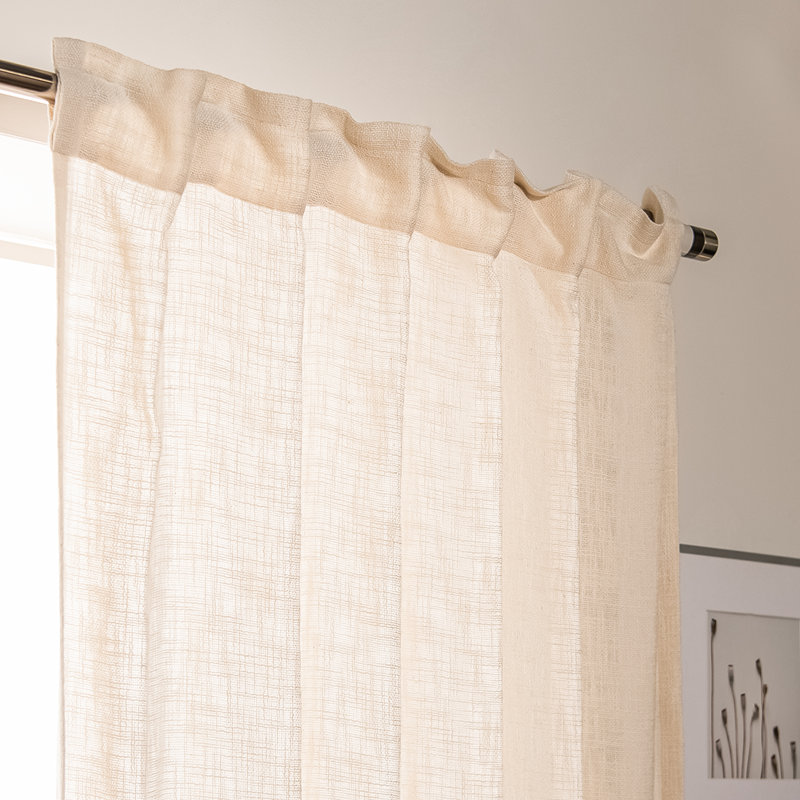Cotton Semi Sheer Curtain Panel Pair, 52" W x 108" L, Ivory