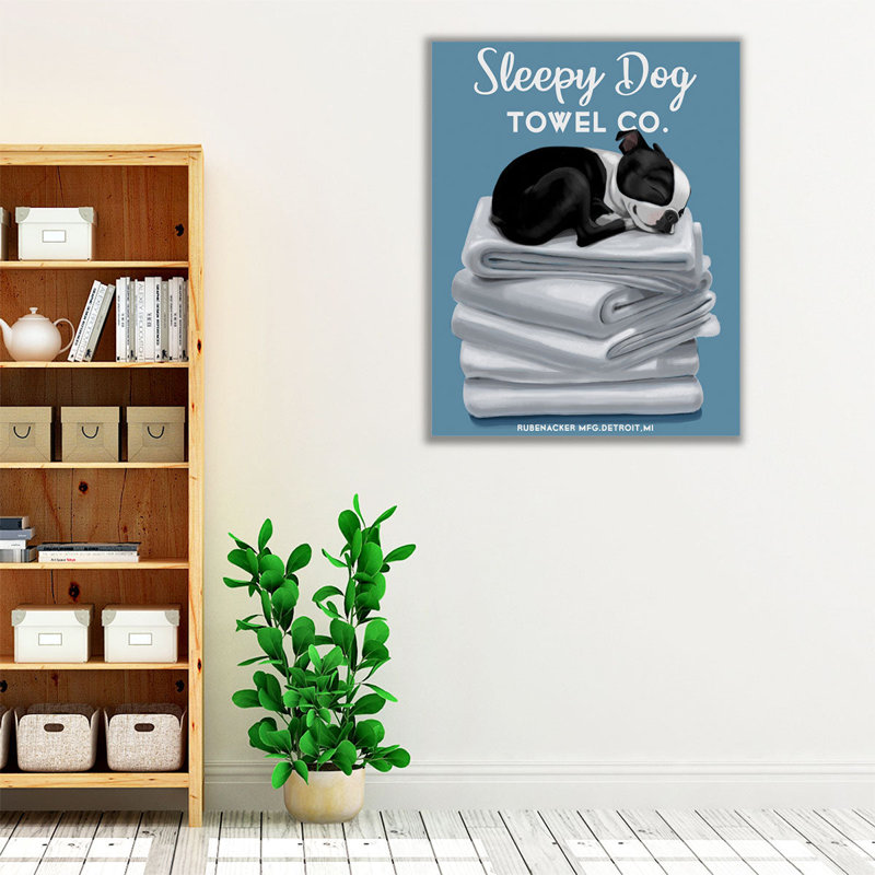 «Sleepy Dog», reproduction d'art sur toile, H 40 po x l 32 po