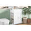 Meuble-lavabo de 20 pouces avec lavabo en céramique, armoire de rangement en panneau de fibres à densité moyenne avec tiroir, tablette latérale et poignée argentée - meuble-lavabo moderne peu encombrant pour les petites salles de bain-123654696