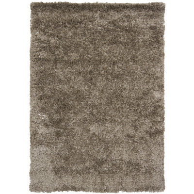 Tapis à poils longs contemporain tissé à la main Everly Quinn Greve Taupe / noir