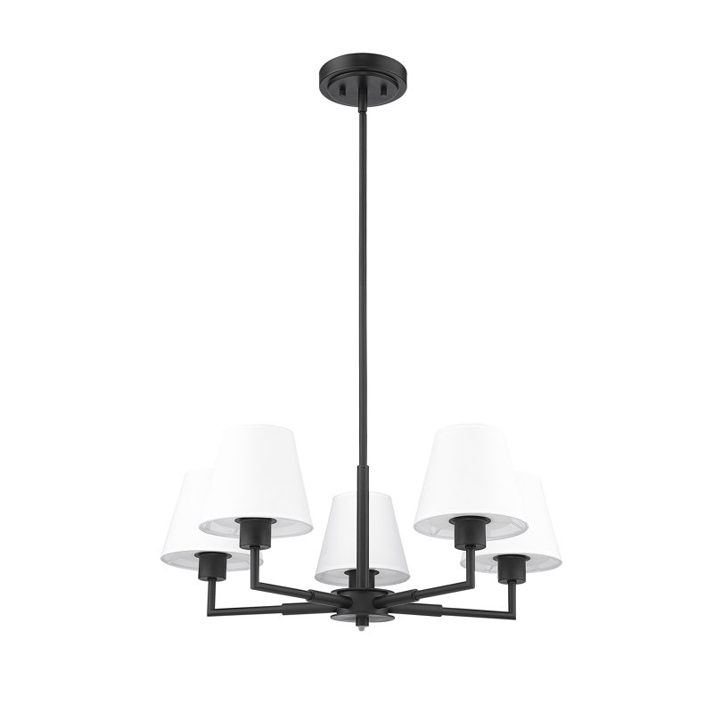 Lustre 5 lumières Ryckman en nickel brossé, Noir mat
