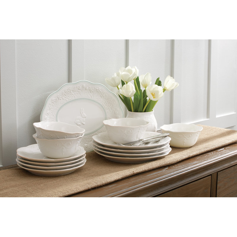 French Perle White 12-Piece Dinnerware Set