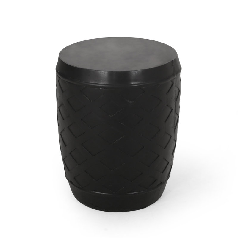 Admiral Round Concrete Outdoor Side Table , 15.5'' in. W 15.5'' in. D, Matte Black