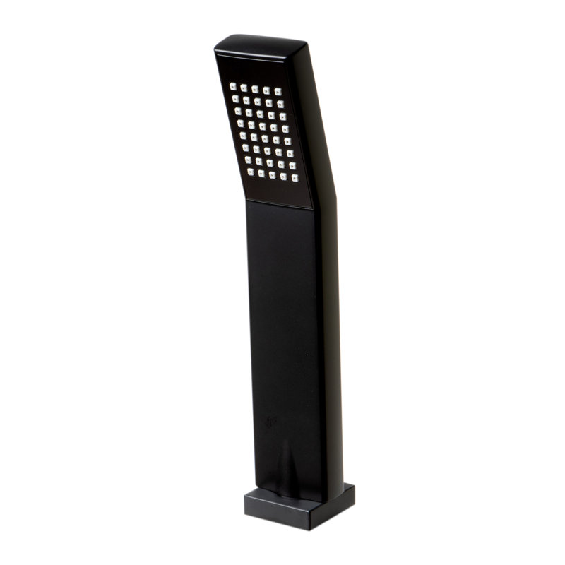 Black Matte Modern Deck Mounted Tub Filler with Handheld Shower