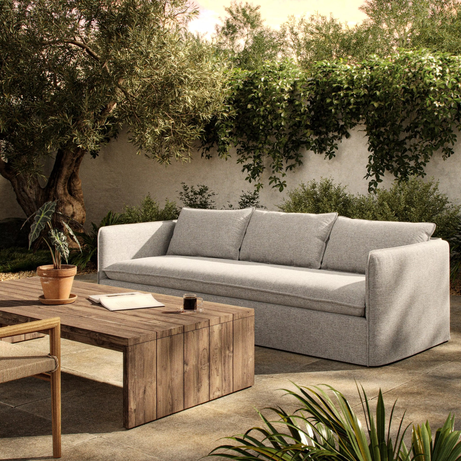 Jeter 96" Patio Sofa, Alessi Slate