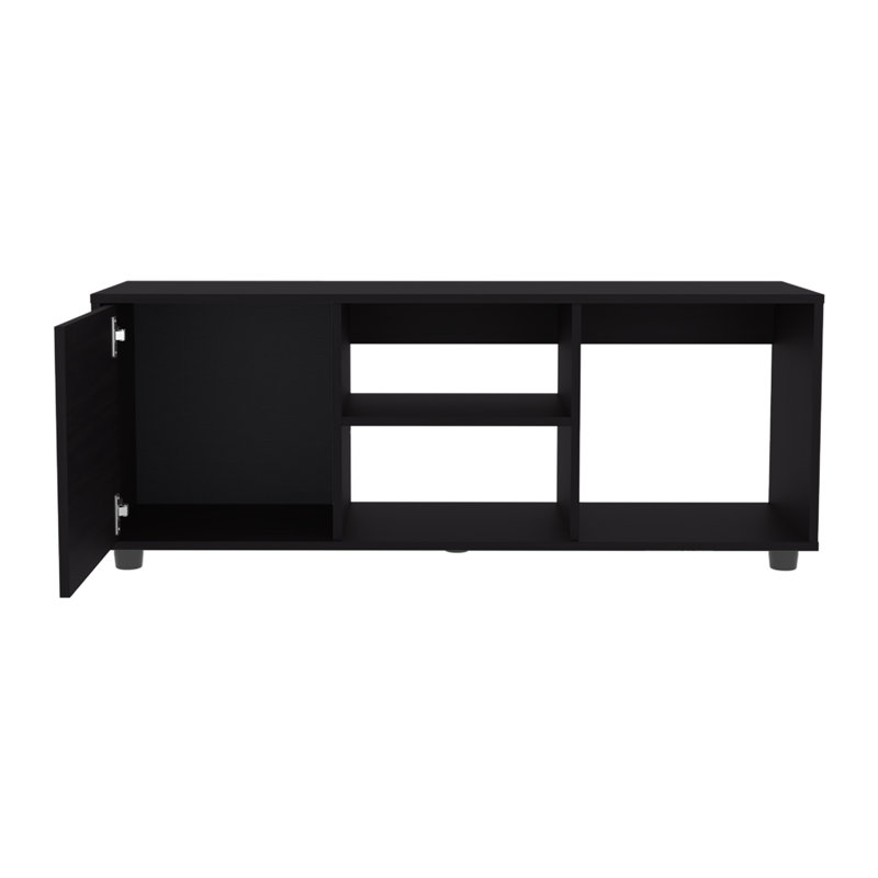Tv Stand, 1 Door, 4 Shelves, 55" Tv Capacity, Brown