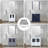 Navy Blue Double Bath Vanity 108 In. W X 18.25 In. D, With Side Cabinets, And White Ceramic Top
