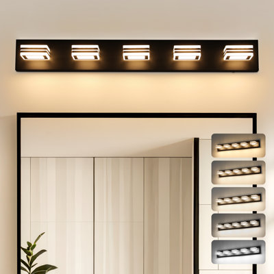 Luminaire de meuble-lavabo moderne à DEL à intensité variable et rotation sur 360 ° 5CCT