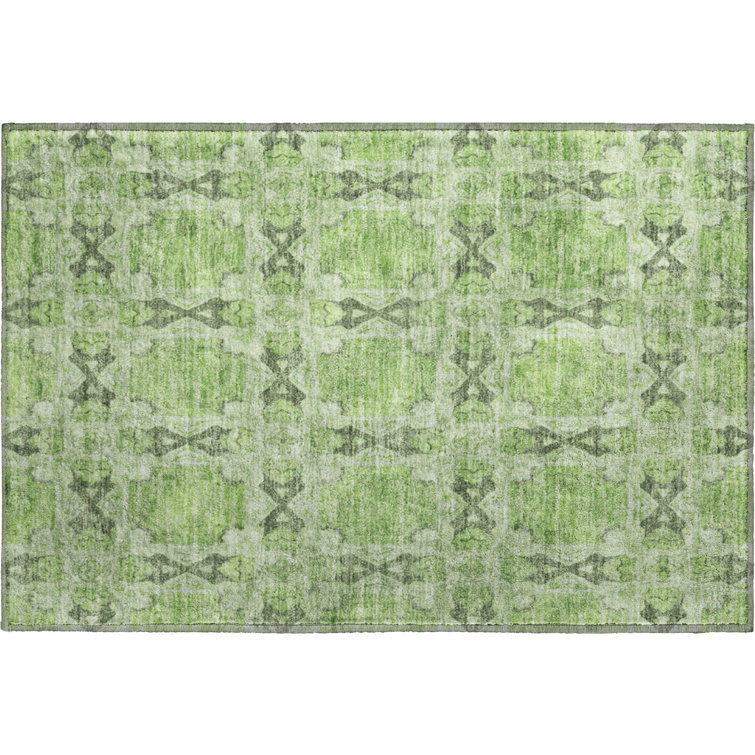Premium Machine Washable Cerrito AMF564 Green Rug