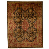 High-Quality Hand-Knotted Black And Red Area Rug