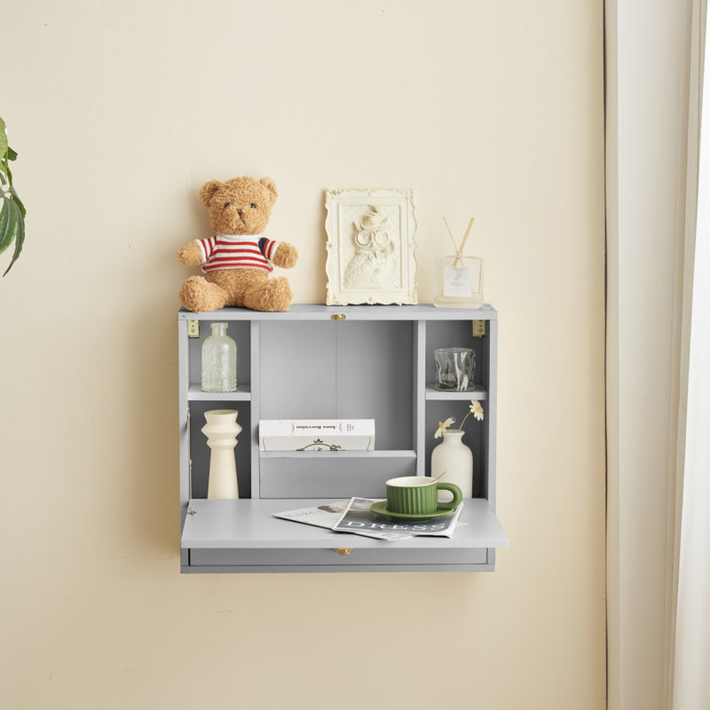Miryah 60Cm W Rectangular Floating Desk, Grey