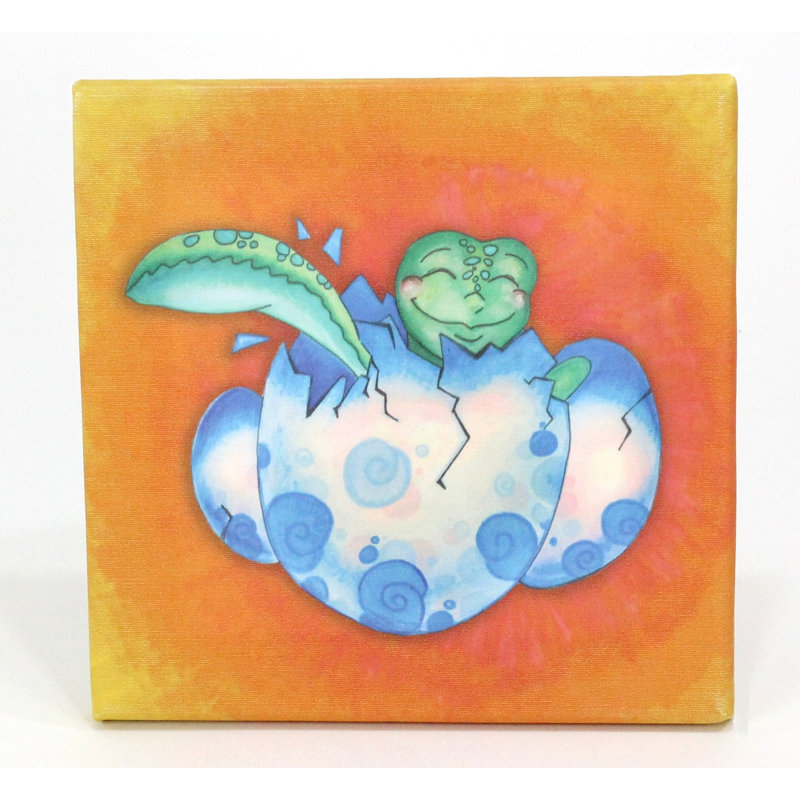 Orange and Blue Sea Turtle Hatchling Canvas Print for Kids