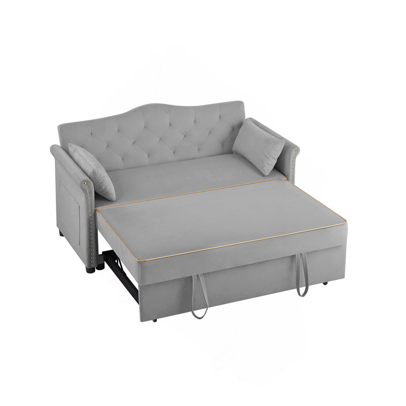 Grey Velvet Sleeper Sofa Bed