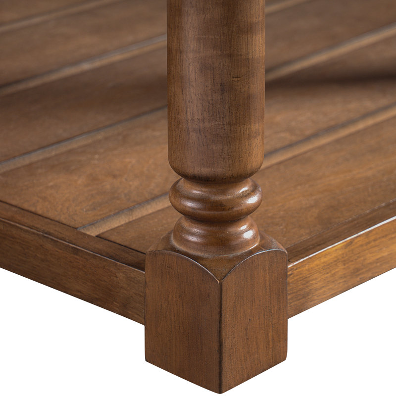 Table basse VIBE HAUS Farmhouse avec tablette inférieure en lattes, 17.3" H x 45.3" W x 22.8" D, Brun