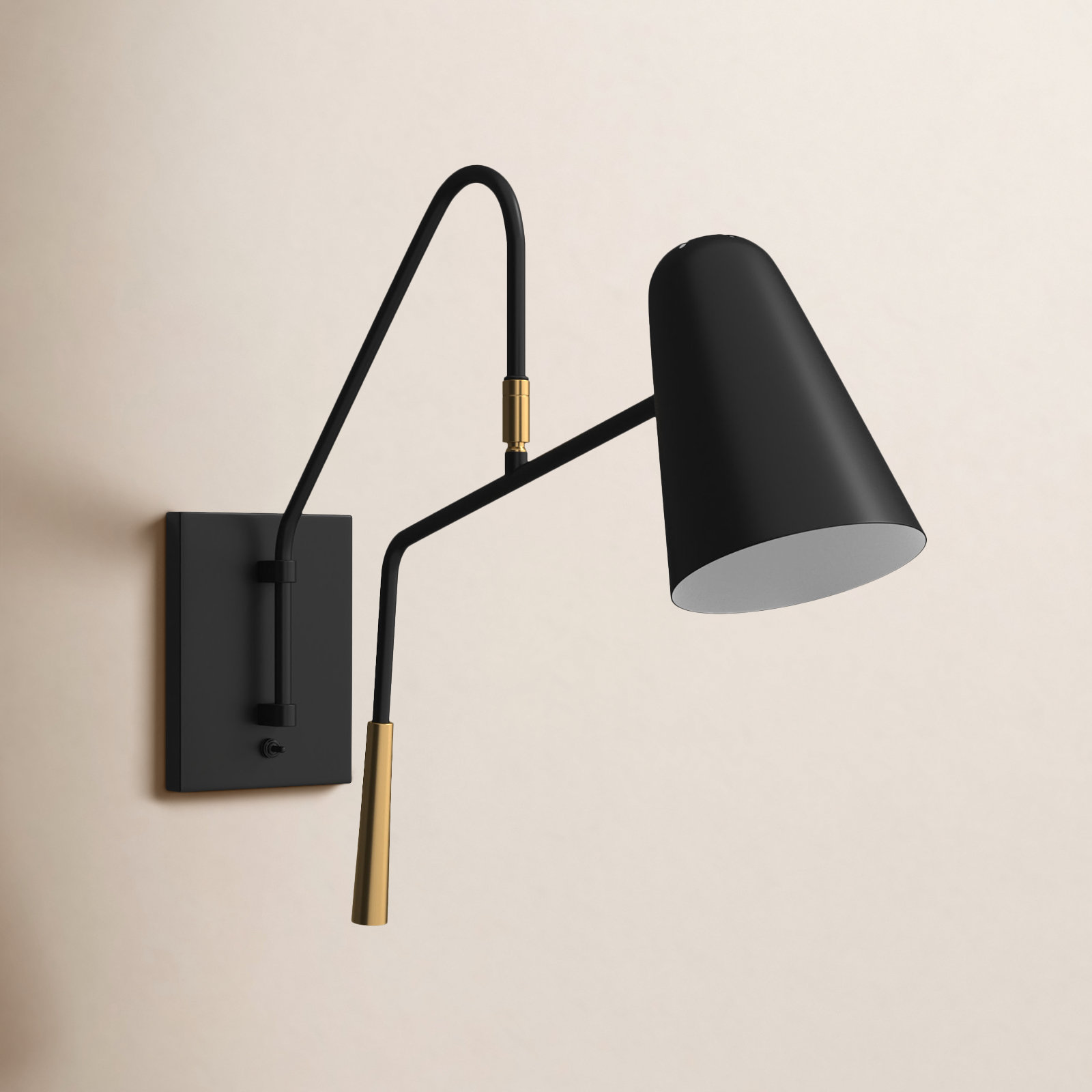 Tedder Single Light Swing Arm Sconce, Midnight Black