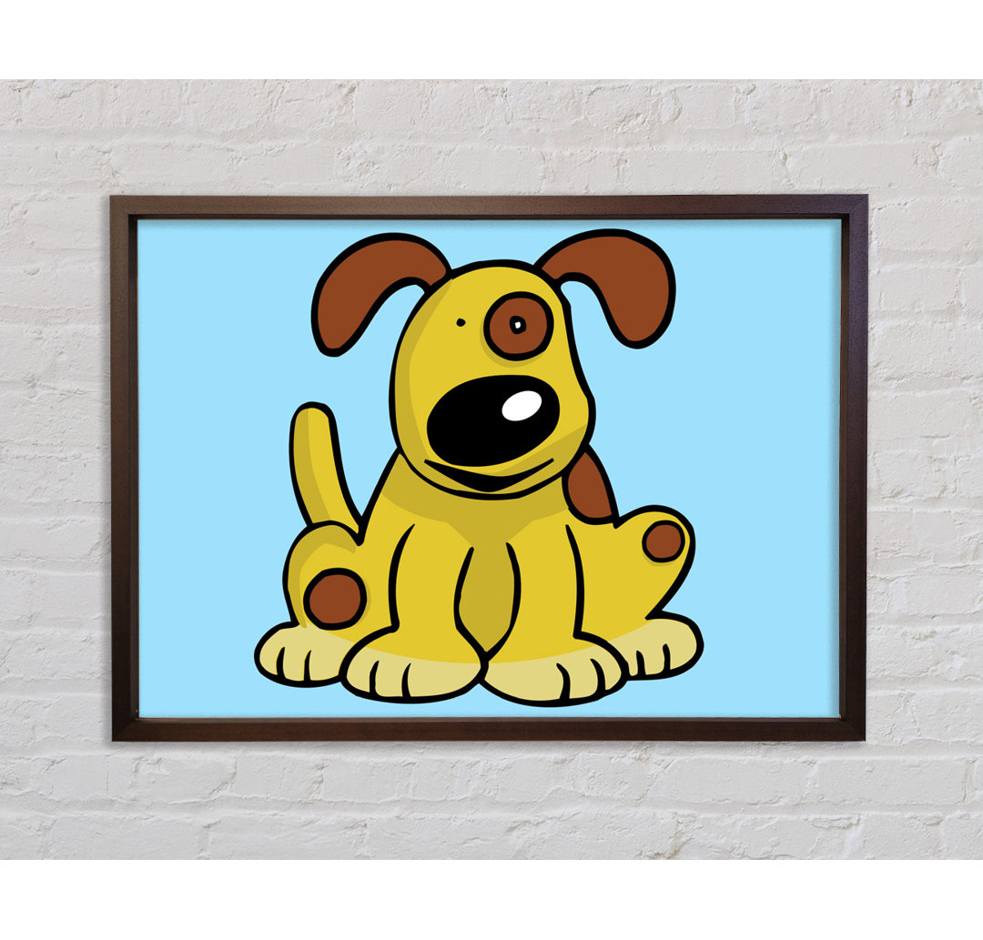 Hund Cartoon Schwanz Baby Blau - Einzelner Bilderrahmen Kunstdrucke auf Leinwand