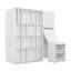 Lits simples escamotables rotatifs muraux avec bibliothèque, armoire, bureau réglable et rangement latéral-945209247