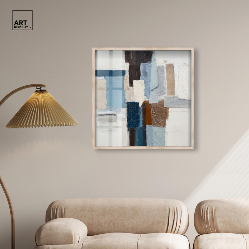 Cadre de bureau mural Cool Tones II, H 31 po x l 31 po, Cadre blond