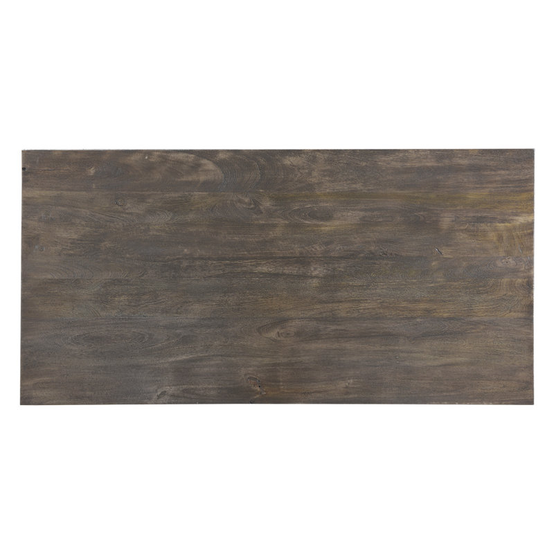 Marniyah Solid Wood Top Metal Base Dining Table, Light Acacia, Black
