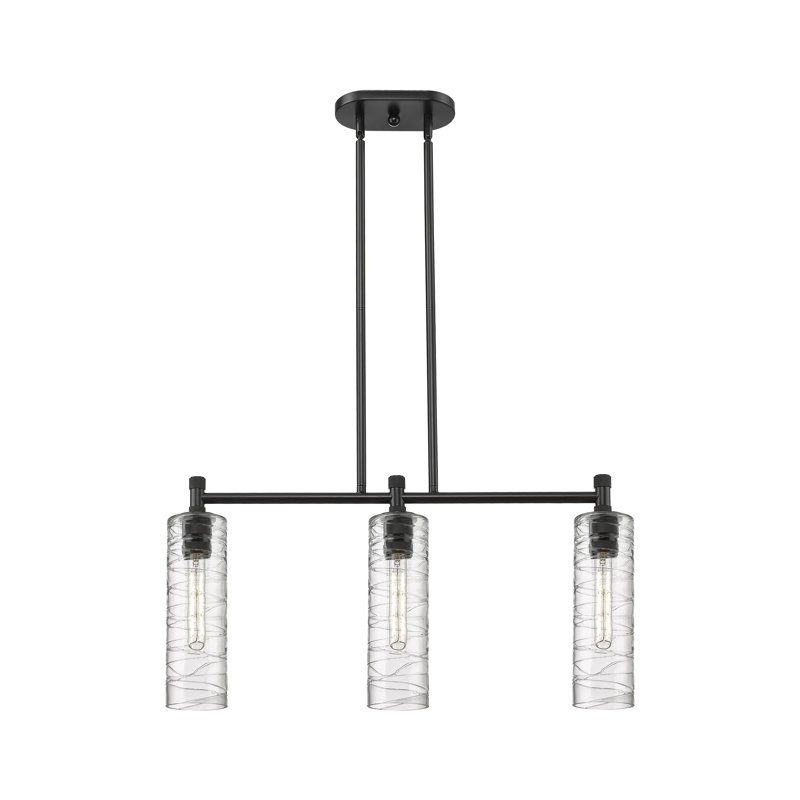 Luminaire suspendu pour îlot de jardin 3 lumières Crown Point, Tourbillon déco, Nickel poli