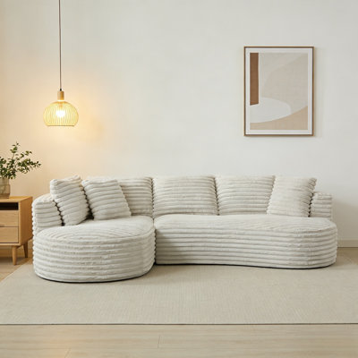 Canapé modulaire en L en chenille moderne, canapé d'angle spacieux pour le salon et l’appartement