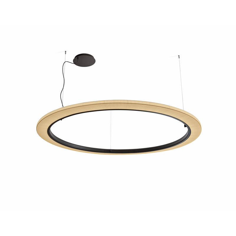 Roda 1 - Light Brown LED Single Pendant, Cream Ribbon