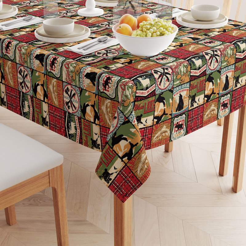 Square Tablecloth, 100% Cotton, 52X52", Great Outdoors Patchwork, 84" L x 60" W