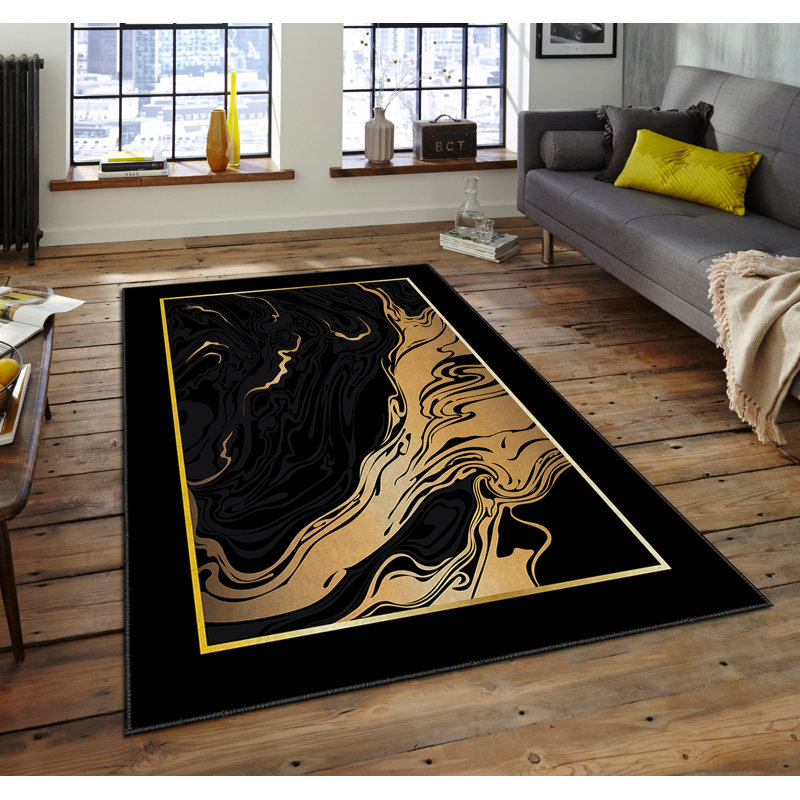 Luxurious Velvet Area Rug, 4.6 x 7.2 Feet | 100% Polyester, 740 g/m² | Non-Slip Felt Dot Underside, Machine Washable | Digital Print Design, Easy to Clean, Perfect for Living Room & Bedroom Décor